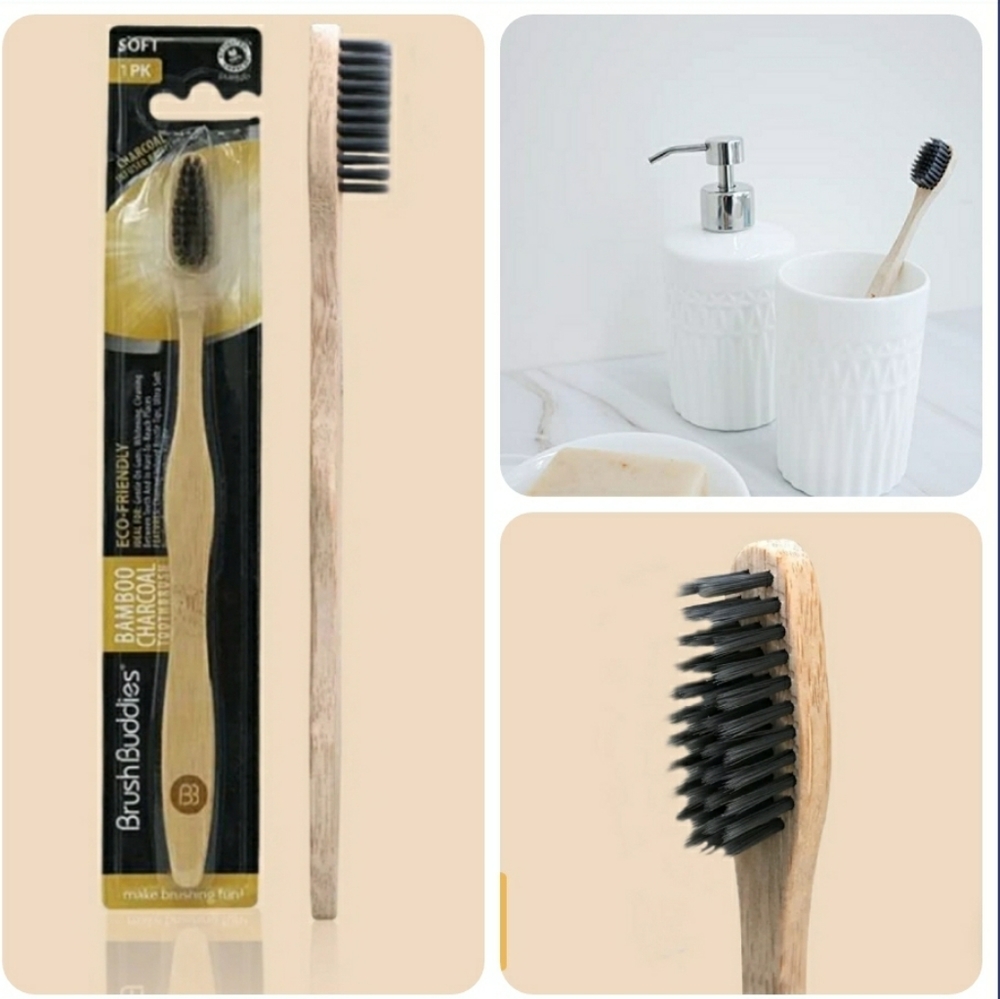 Brush Buddies Bamboo Toothbrush Charcoal Bristles